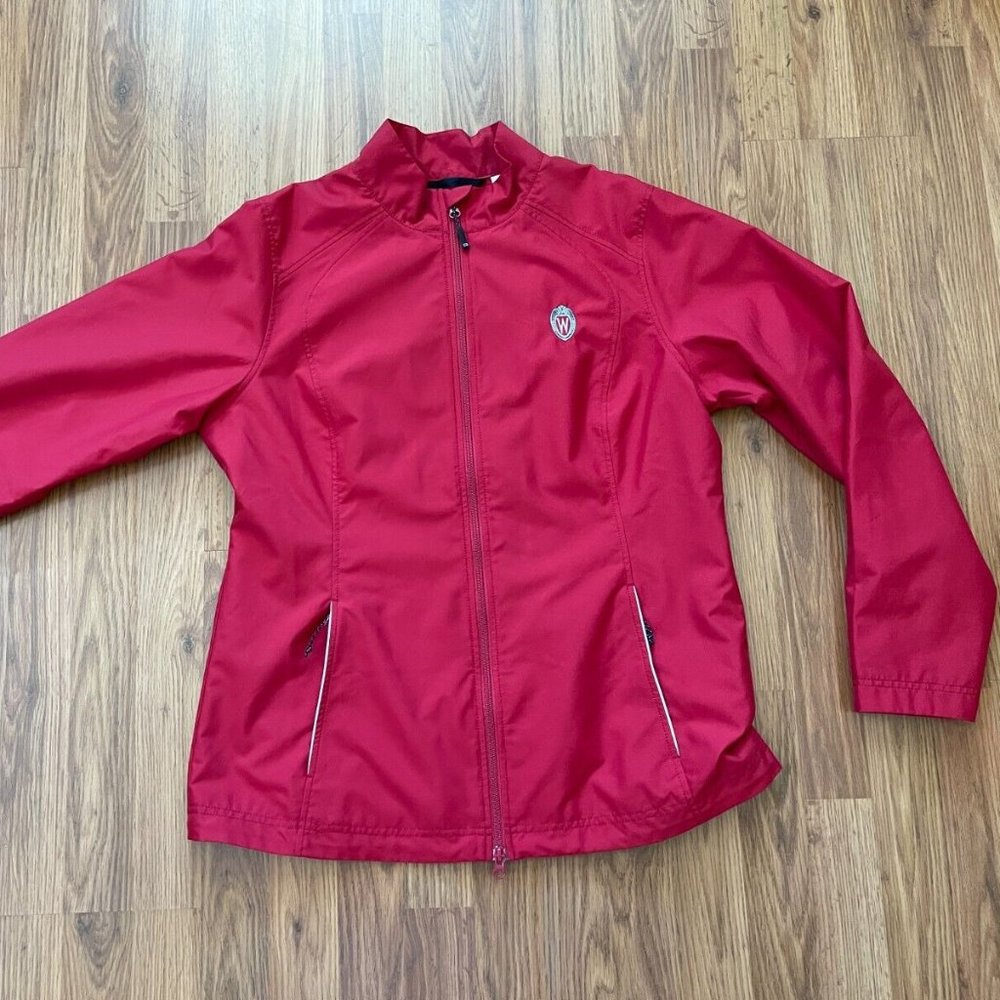 Wisconsin Badgers NCAA SUPER AWESOME Women's Cut Size XL Windbreaker Golf Jacket